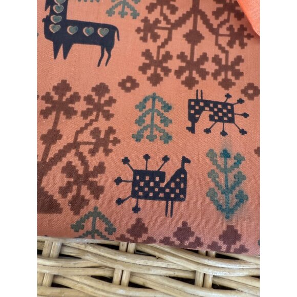 Vintage MCM Swedish Jewelry Pouch Peach With Deer Atomic Animals - Picture 3 of 9